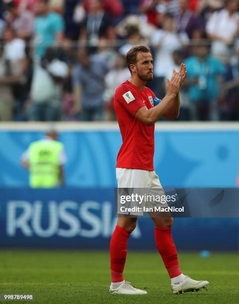 Harry Kane of England is seen during the 2018 FIFA World Cup Russia 3rd Place Playoff match between Belgium and England at Saint Petersburg Stadium...