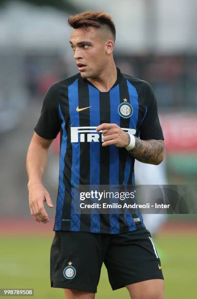 Lautaro Martinez of FC Internazionale looks on during the pre-season friendly match between Lugano and FC Internazionale on July 14, 2018 in Lugano,...