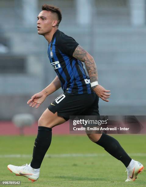 Lautaro Martinez of FC Internazionale looks on during the pre-season friendly match between Lugano and FC Internazionale on July 14, 2018 in Lugano,...