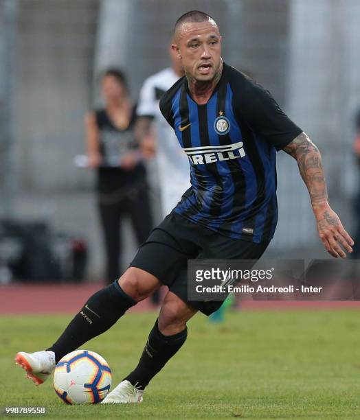 Radja Nainggolan of FC Internazionale in action during the pre-season friendly match between Lugano and FC Internazionale on July 14, 2018 in Lugano,...