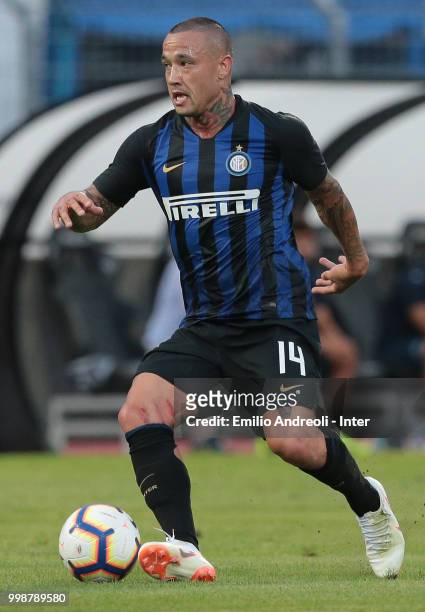 Radja Nainggolan of FC Internazionale in action during the pre-season friendly match between Lugano and FC Internazionale on July 14, 2018 in Lugano,...