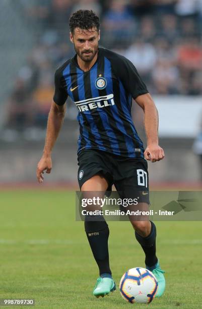 Antonio Candreva of FC Internazionale in action during the pre-season friendly match between Lugano and FC Internazionale on July 14, 2018 in Lugano,...