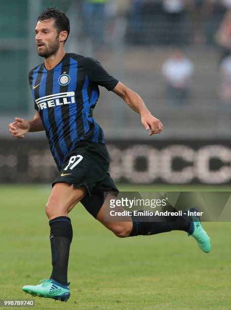 Antonio Candreva of FC Internazionale looks on during the pre-season friendly match between Lugano and FC Internazionale on July 14, 2018 in Lugano,...