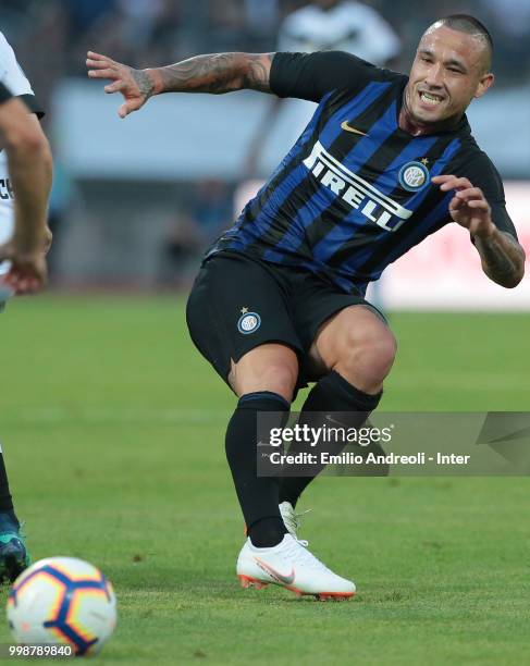 Radja Nainggolan of FC Internazionale in action during the pre-season friendly match between Lugano and FC Internazionale on July 14, 2018 in Lugano,...