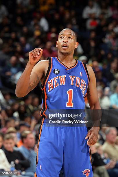 Chris Duhon of the New York Knicks looks on during the game against the Golden State Warriors at Oracle Arena on April 2, 2010 in Oakland,...