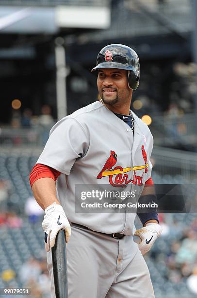 First baseman Albert Pujols of the St. Louis Cardinals reacts after he was intentionally walked during a game against the Pittsburgh Pirates at PNC...