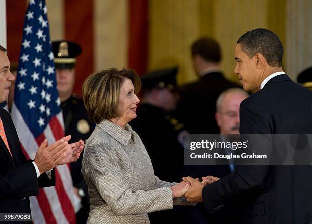 Speaker of the House Nancy Pelosi, D-CA., and President Barack Obama during the tribute in celebration of the Bicentennial of Abraham Lincoln's birth...