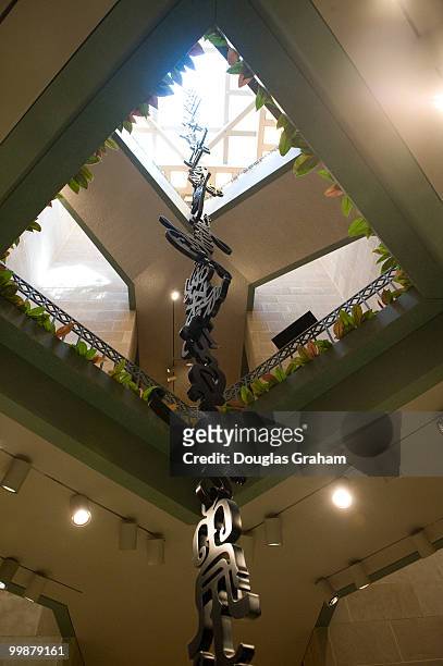 Monkeys Grasping for the Moon, a suspended sculpture designed specifically for the Sackler Gallery, was created by expatriate Chinese artist Xu Bing...