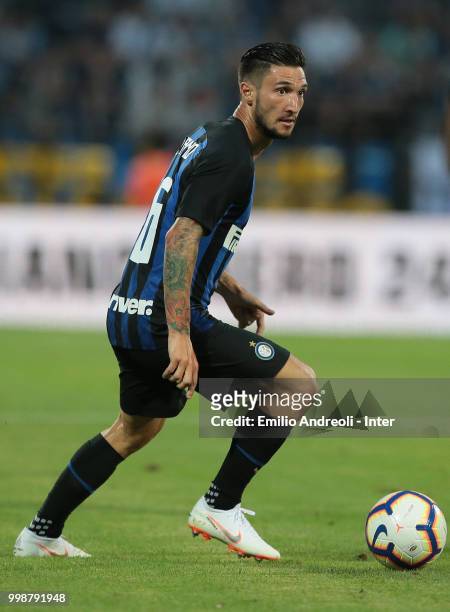 Matteo Politano of FC Internazionale in action during the pre-season friendly match between Lugano and FC Internazionale on July 14, 2018 in Lugano,...