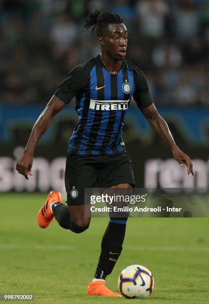 Yann Karamoh of FC Internazionale in action during the pre-season friendly match between Lugano and FC Internazionale on July 14, 2018 in Lugano,...