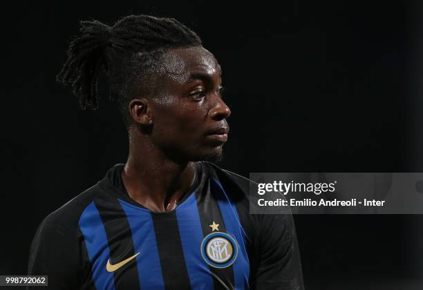 Yann Karamoh of FC Internazionale looks on during the pre-season friendly match between Lugano and FC Internazionale on July 14, 2018 in Lugano,...