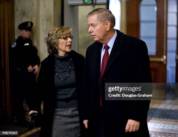 Barbara Boxer, D-CA., and Lindsey Graham, R-SC., arrive at the U.S. Capitol for health care votes on December 22, 2009.