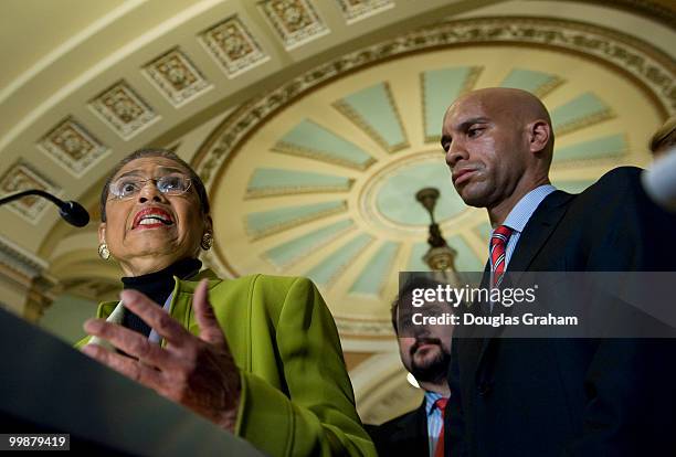 Congresswoman Eleanor Holmes Norton and D.C. Mayor Adrian Fenty at a press conference to discuss the passing of the bipartisan bill that will correct...