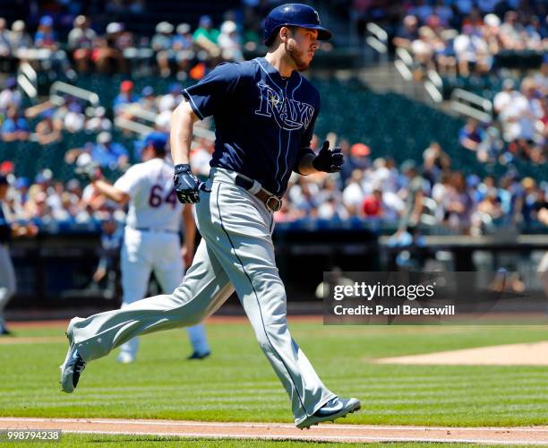 Cron of the Tampa Bay Rays runs the bases with his three run home run in the first inning in an interleague MLB baseball game against the New York...