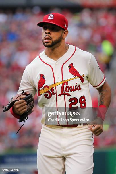 St. Louis Cardinals center fielder Tommy Pham heads back to the dugout during the game between the St. Louis Cardinals and Cincinnati Reds on July...