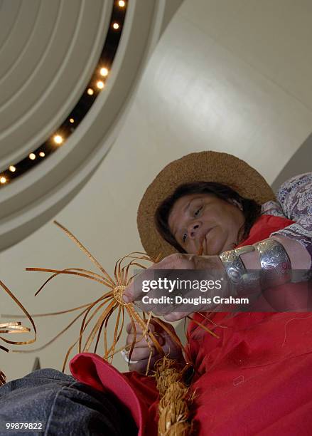 Native art demonstrations where being preformed at the National Museum of the American Indian in the Potomac Atrium. Here Holly Churchill-Burns makes...