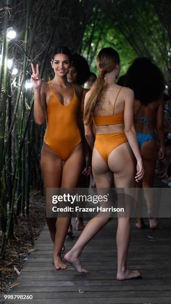 Model walks the runway for Stone Fox Swim Fall 2018 during the Paraiso Fashion Fair at Nautilus Hotel on July 14, 2018 in Miami Beach, Florida.