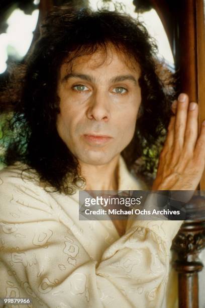 Ronnie James Dio poses for a portrait in 1987 in Los Angeles, California.