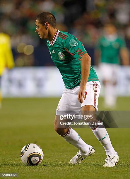 Javier Hernandez of Mexico looks to pass against Senegal during an international friendly at Soldier Field on May 10, 2010 in Chicago, Illinois....