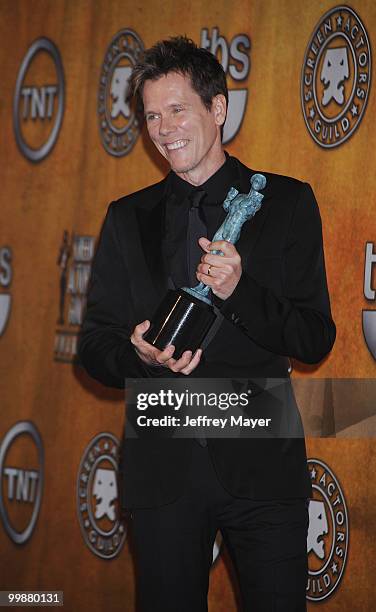 Actor Kevin Bacon poses in the press room at the 16th Annual Screen Actors Guild Awards at The Shrine Auditorium on January 23, 2010 in Los Angeles,...