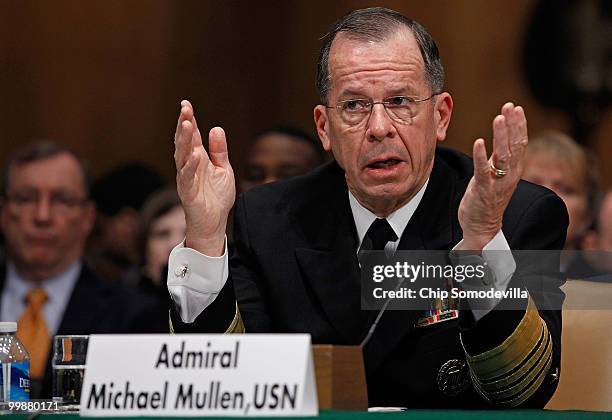 Chairman of the Joint Chiefs of Staff Admiral Michael Mullen testifies before the Senate Foreign Relations Committee about the new START treaty on...