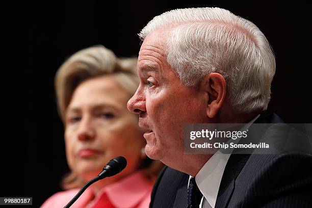 Defense Secretary Robert Gates testifies before the Senate Foreign Relations Committee about the new START treaty with U.S. Secretary of State...