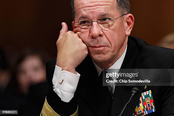 Chairman of the Joint Chiefs of Staff Admiral Michael Mullen testifies before the Senate Foreign Relations Committee about the new START treaty on...
