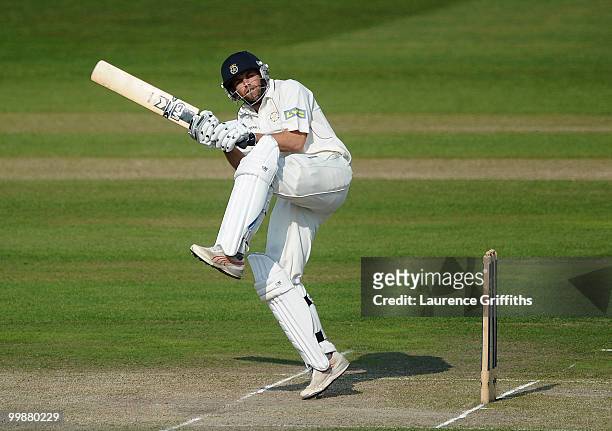 Neil McKenzie of Hampshire avoids a bouncer from Darren Pattinson of Nottinghamshire during the LV County Championship match between Nottinghamshire...