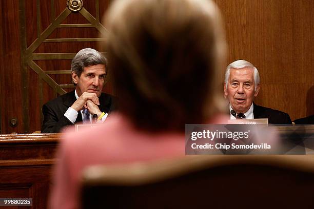 Senate Foreign Relations Committee Chairman John Kerry (D-MA and ranking member Sen. Richard Lugar question Secretary of State Hillary Clinton about...