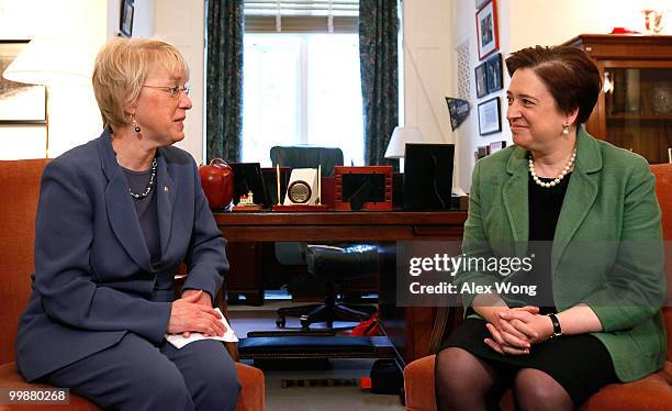 Supreme Court nominee, Solicitor General Elena Kagan meets with Sen. Patty Murray on Capitol Hill May 18, 2010 in Washington, DC. Kagan continued her...