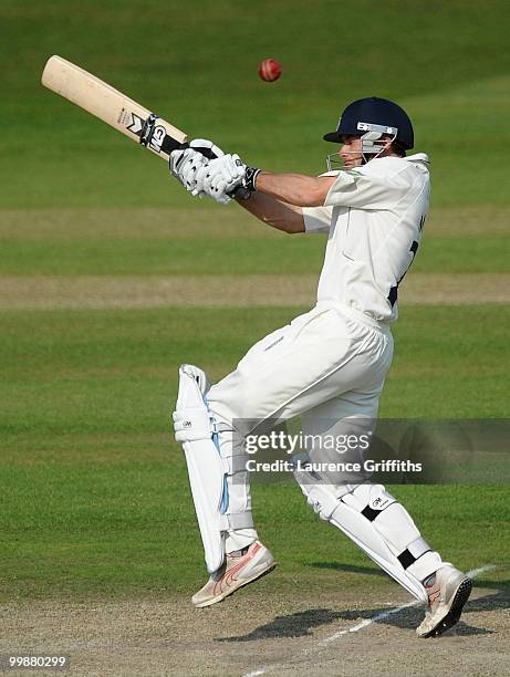 Neil McKenzie of Hampshire avoids a bouncer from Darren Pattinson of Nottinghamshire during the LV County Championship match between Nottinghamshire...