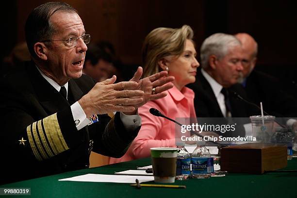 Chairman of the Joint Chiefs of Staff Admiral Michael Mullen testifies before the Senate Foreign Relations Committee about the new START treaty with...