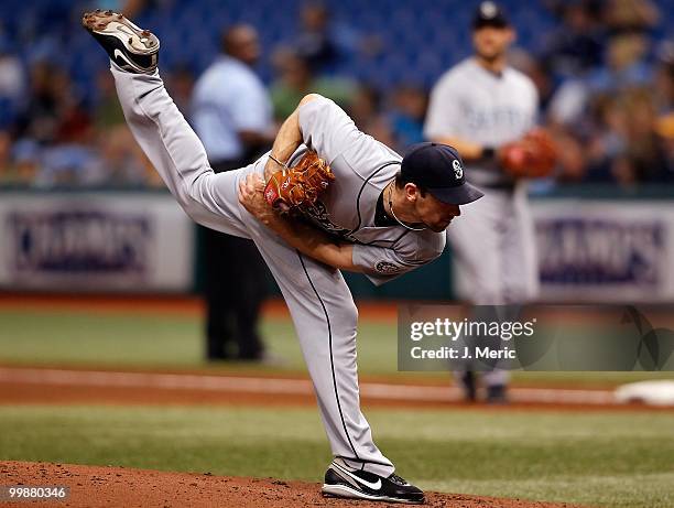 Pitcher Cliff Lee of the Seattle Mariners pitches against the Tampa Bay Rays during the game at Tropicana Field on May 16, 2010 in St. Petersburg,...