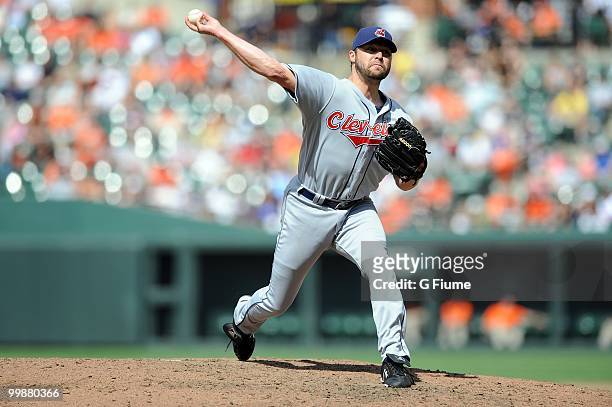 Jake Westbrook of the Cleveland Indians pitches against the Baltimore Orioles at Camden Yards on May 16, 2010 in Baltimore, Maryland.