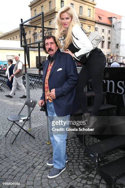 Monty Shadow and his girlfriend Audrey Tritto during the Mercedes-Benz reception at 'Klassik am Odeonsplatz' on July 14, 2018 in Munich, Germany.