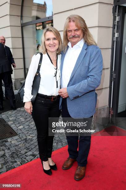 Leslie Mandoki and his wife Eva Mandoki during the Mercedes-Benz reception at 'Klassik am Odeonsplatz' on July 14, 2018 in Munich, Germany.
