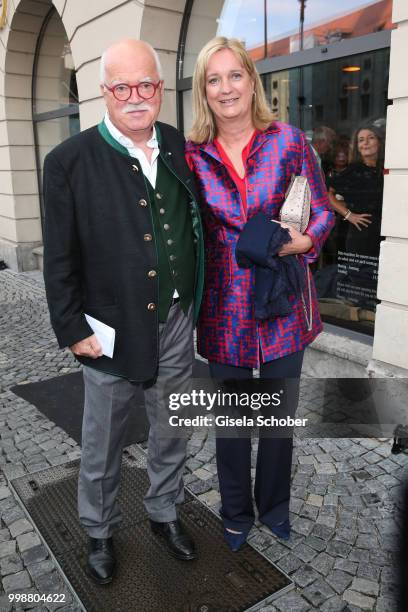 Peter Gauweiler and his wife Eva Gauweiler during the Mercedes-Benz reception at 'Klassik am Odeonsplatz' on July 14, 2018 in Munich, Germany.