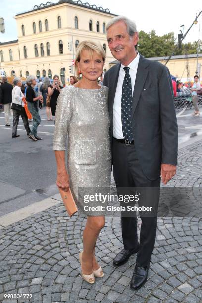 Uschi Glas and her husband Dieter Hermann during the Mercedes-Benz reception at 'Klassik am Odeonsplatz' on July 14, 2018 in Munich, Germany.