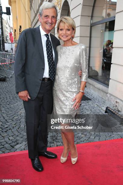 Uschi Glas and her husband Dieter Hermann during the Mercedes-Benz reception at 'Klassik am Odeonsplatz' on July 14, 2018 in Munich, Germany.