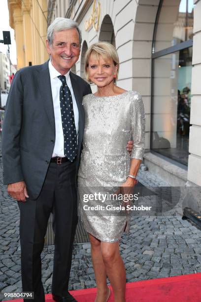 Uschi Glas and her husband Dieter Hermann during the Mercedes-Benz reception at 'Klassik am Odeonsplatz' on July 14, 2018 in Munich, Germany.