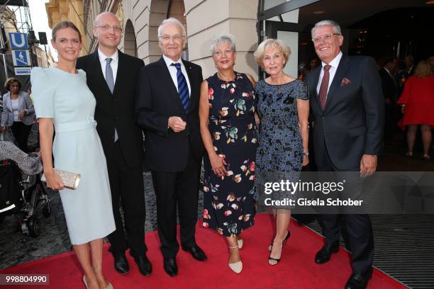 Dominic Stoiber and his wife Melanie Stoiber, Edmund Stoiber and his wife Karin Stoiber, Ulrich Kowalewski and his wife Annette Kowalewski during the...