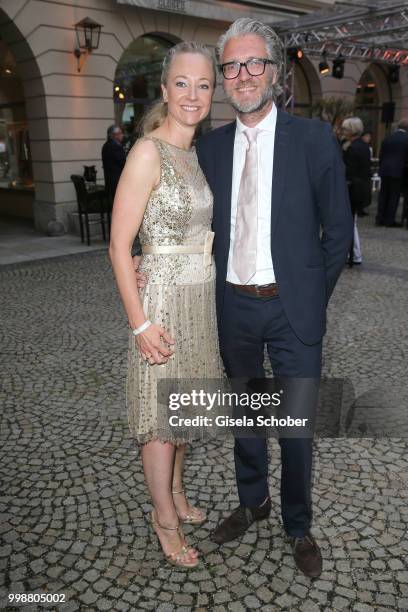 Veronica Stoiber and her husband Oliver Sass during the Mercedes-Benz reception at 'Klassik am Odeonsplatz' on July 14, 2018 in Munich, Germany.