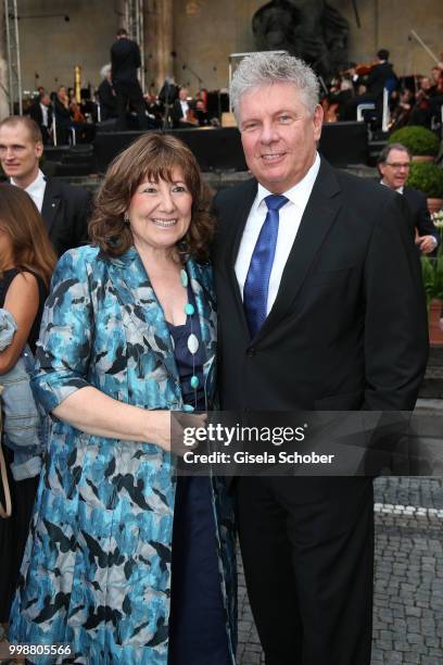 Mayor Dieter Reiter and his wife Petra Reiter during the Mercedes-Benz reception at 'Klassik am Odeonsplatz' on July 14, 2018 in Munich, Germany.
