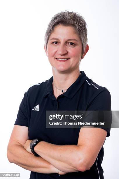 Christine Baitinger poses during a portrait session at the Annual Women's Referee Course on July 14, 2018 in Grunberg, Germany.