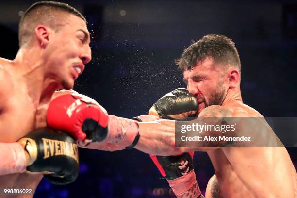 Teofimo Lopez lands a straight left to the face of William Silva during their WBC Continental Americas Title boxing match at the UNO Lakefront Arena...