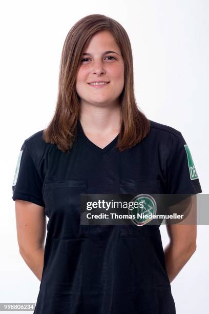 Anne Uersfeld poses during a portrait session at the Annual Women's Referee Course on July 14, 2018 in Grunberg, Germany.