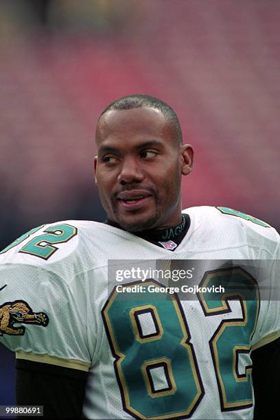 Wide receiver Jimmy Smith of the Jacksonville Jaguars looks on from the sideline during a game against the Pittsburgh Steelers at Three Rivers...