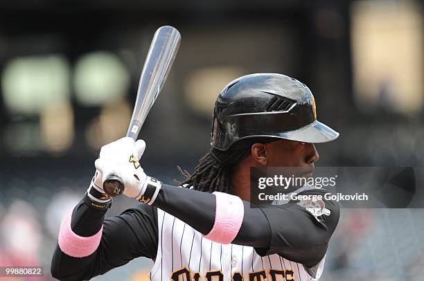 Outfielder Andrew McCutchen of the Pittsburgh Pirates bats during a game against the St. Louis Cardinals at PNC Park on May 9, 2010 in Pittsburgh,...