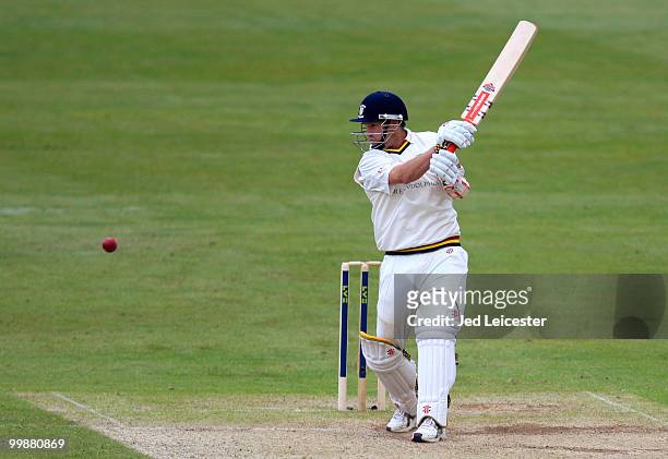 Dale Benkenstein of Durham hits out during the LV County Championship Division One match between Kent and Durham at The St Lawrence Ground on May 18,...