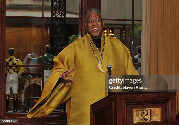 Vogue Contributing Editor and fashion icon Andre Leon Talley speaks at breakfast and discussion on style at 21 Club on May 18, 2010 in New York City.